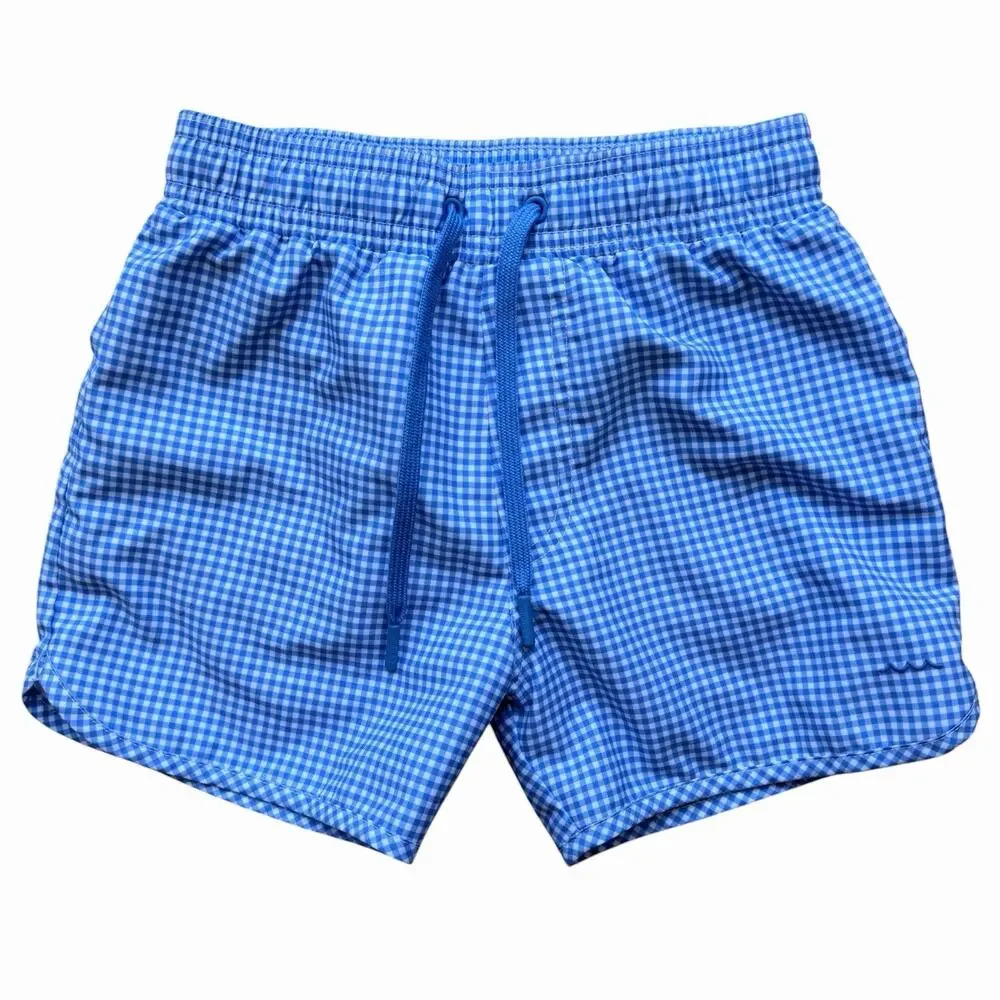 Minnow Boys Swim Sky Blue Gingham Boardie Size 7/8